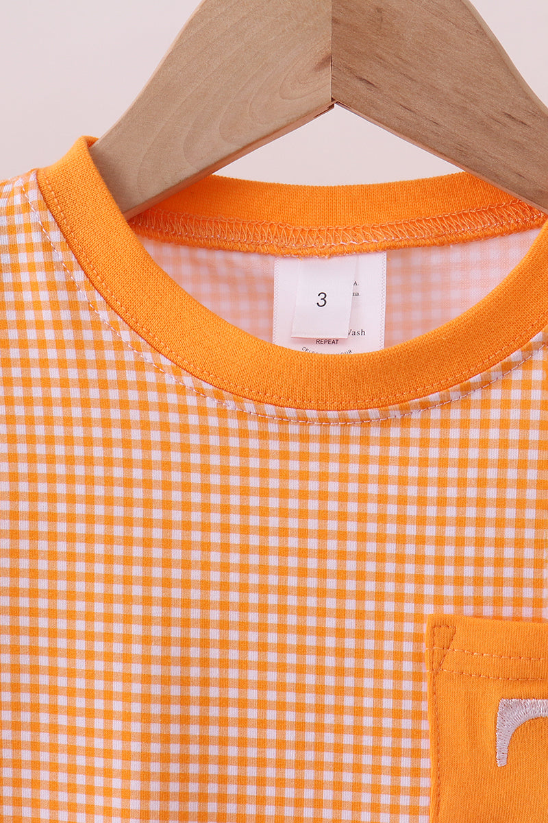 Boys Orange Tennessee Vols Embroidery Gingham Top