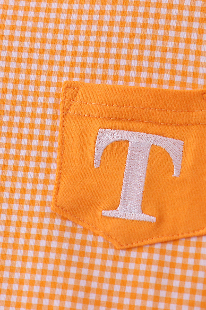 Boys Orange Tennessee Vols Embroidery Gingham Top