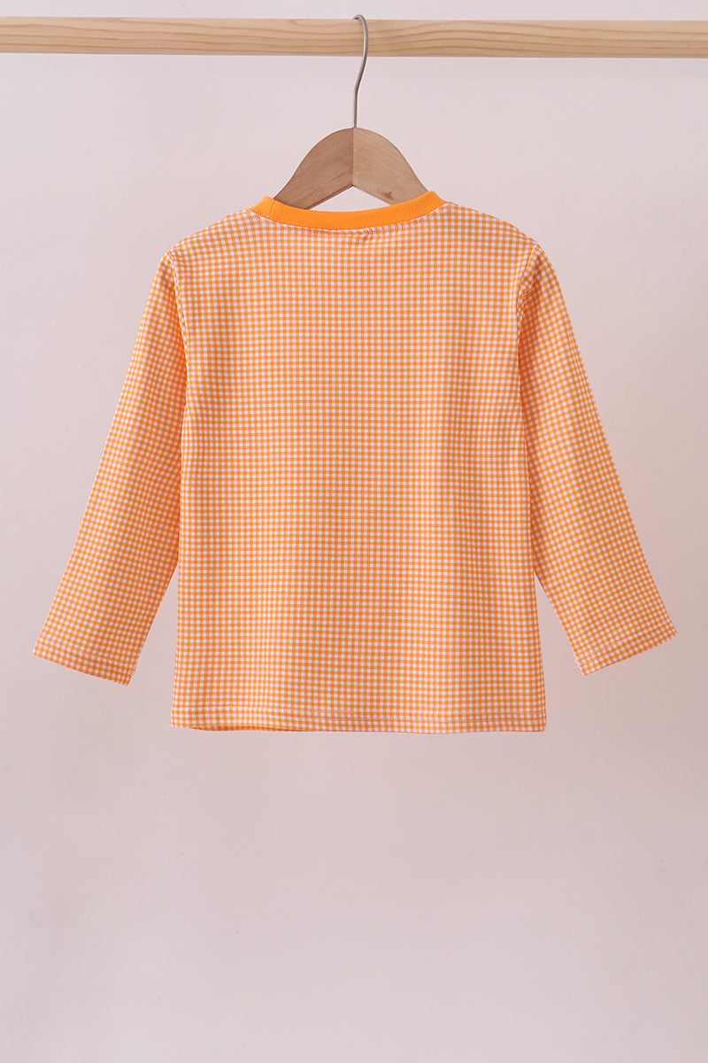 Boys Orange Tennessee Vols Embroidery Gingham Top
