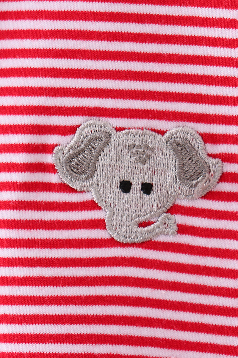 Unisex Alabama Elephant Embroidery Long Sleeve Collared Top