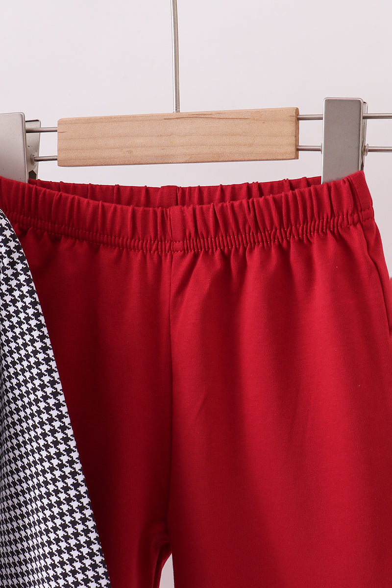 Crimson Alabama elephant embroidery gingham pants set