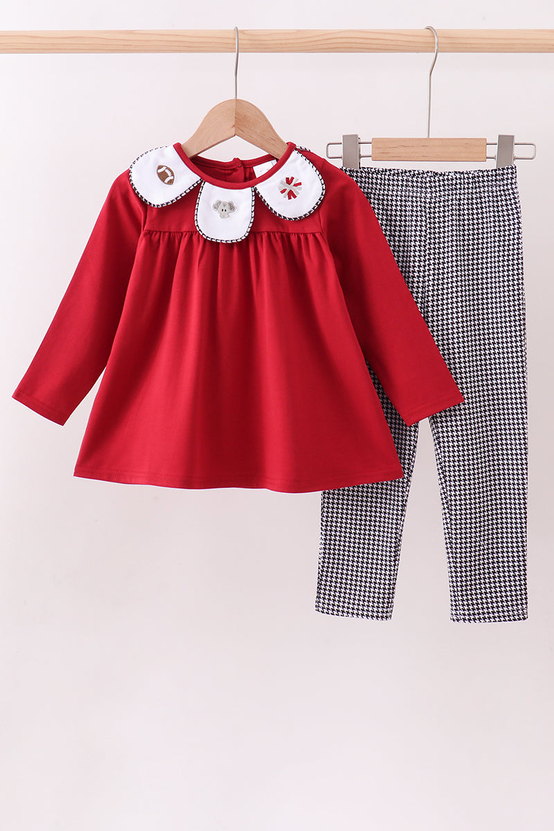 Alabama Embroidery Gingham Pants Set