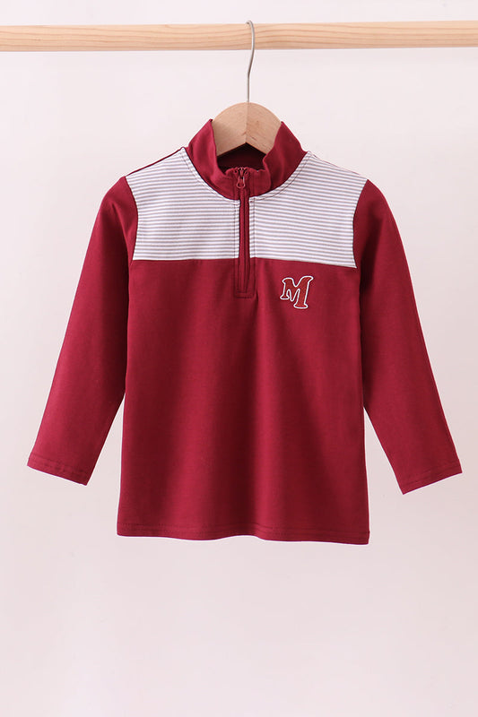 Boys Maroon Mississippi Embroidery Top