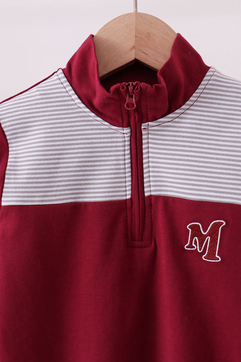 Boys Maroon Mississippi Embroidery Top