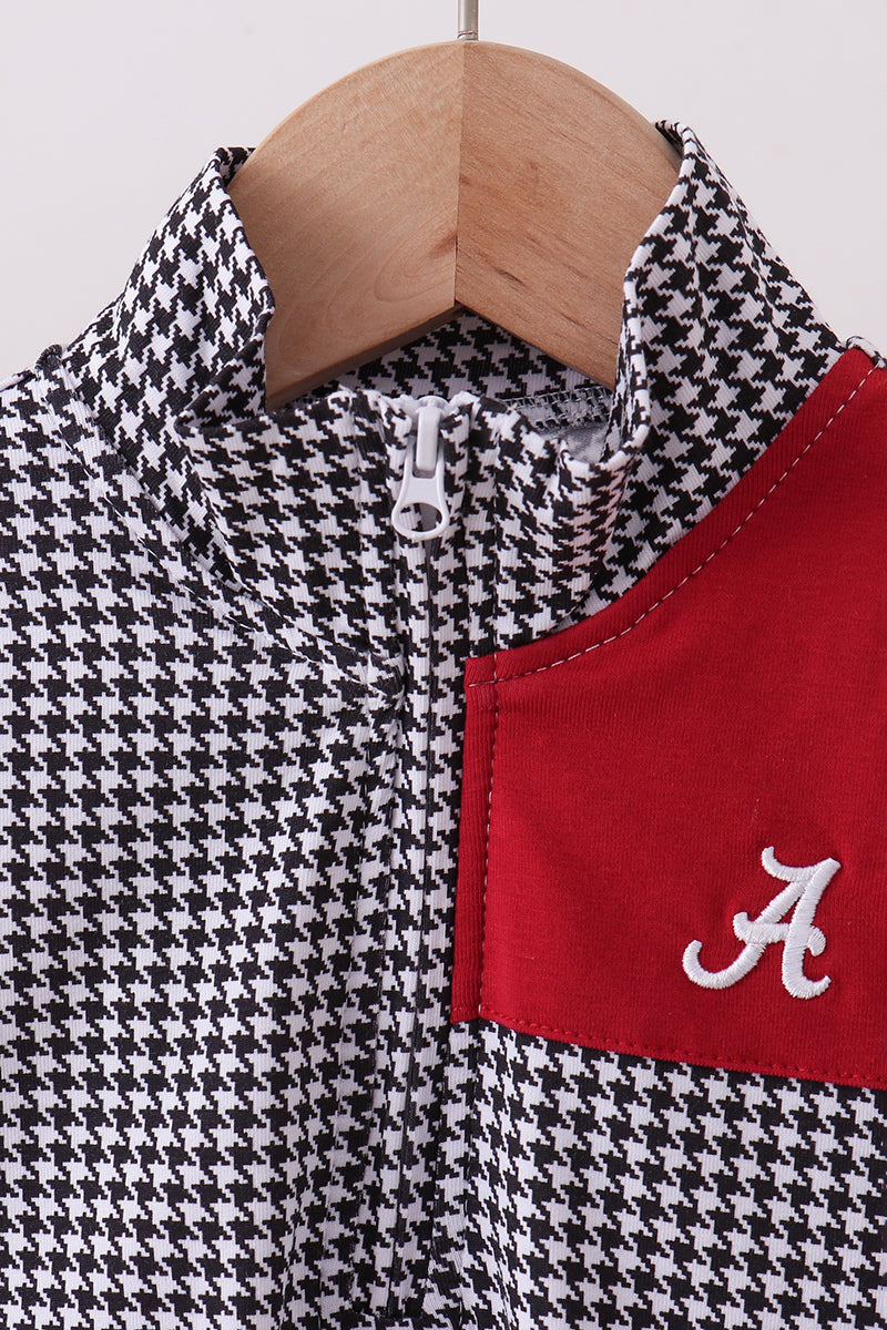 Boys Crimson Alabama Embroidery Gingham Top