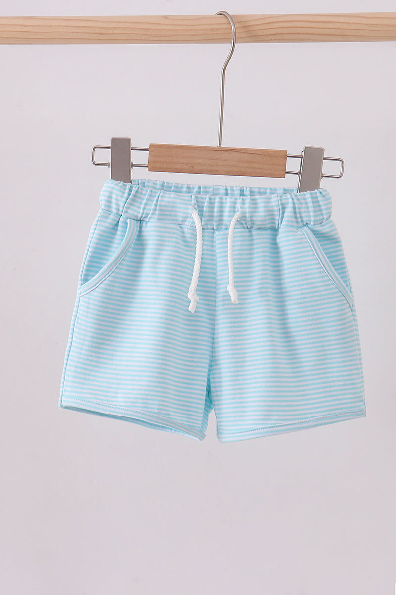 Mint and White Stripe Drawstring Shorts