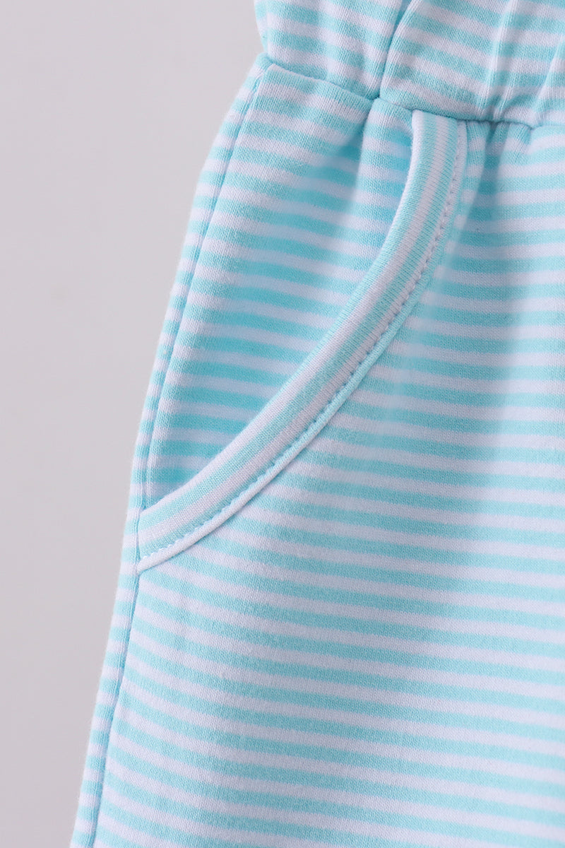 Mint and White Stripe Drawstring Shorts