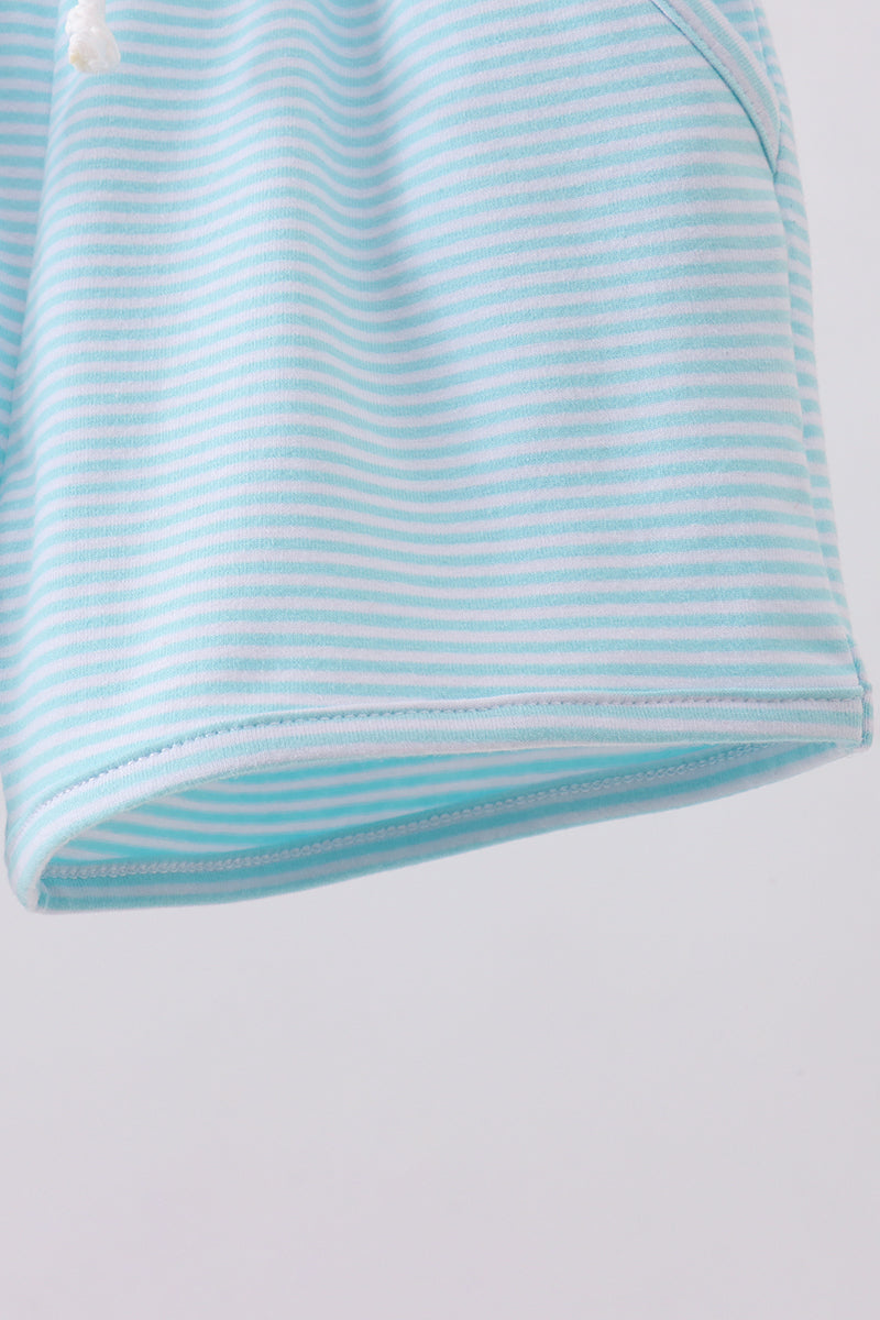 Mint and White Stripe Drawstring Shorts