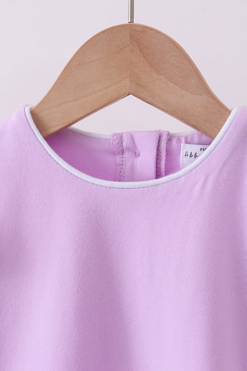 Girls’ Purple Flutter Sleeve Scalloped Top
