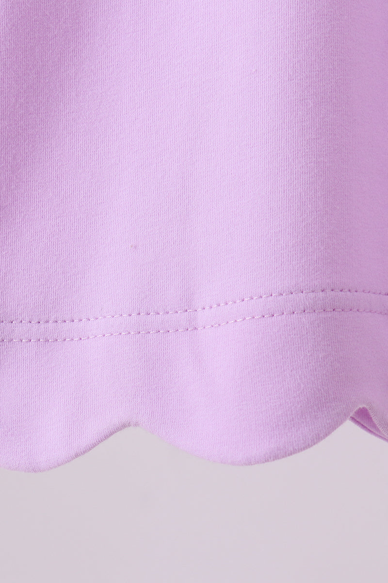 Girls’ Purple Flutter Sleeve Scalloped Top