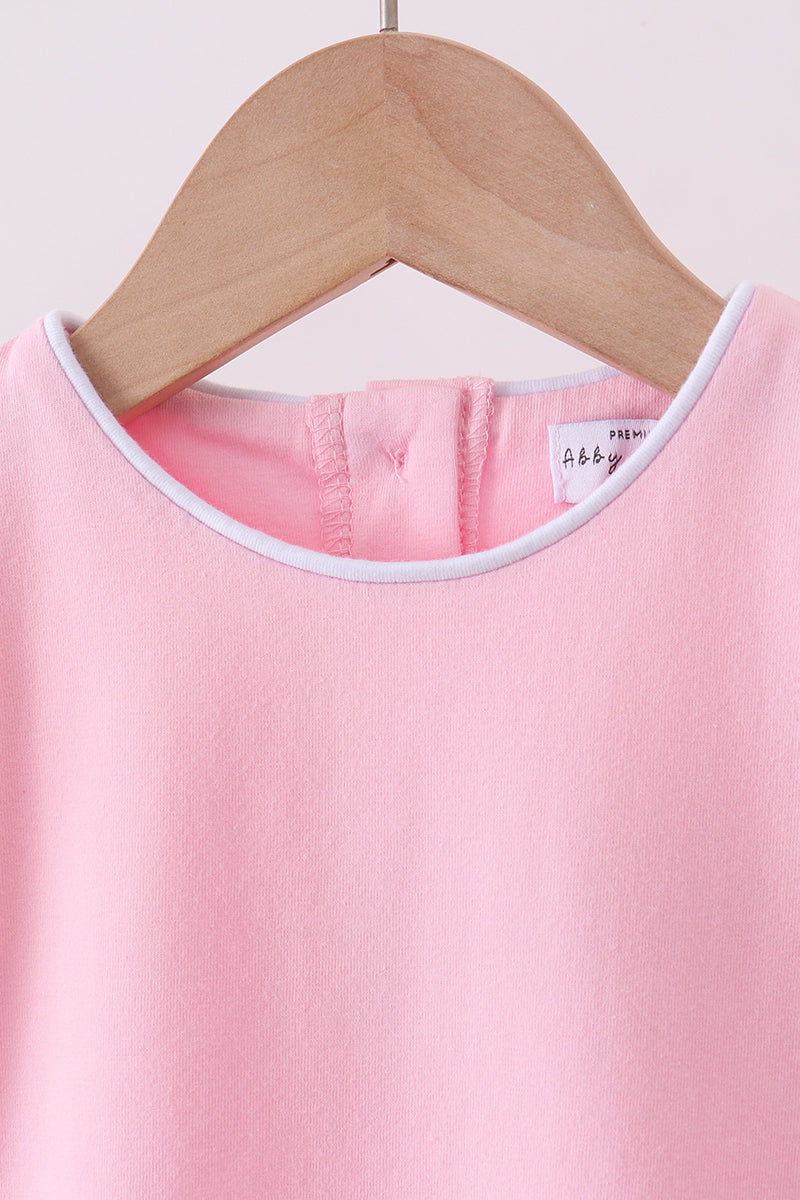 Girls’ Pink Flutter Sleeve Scalloped Top