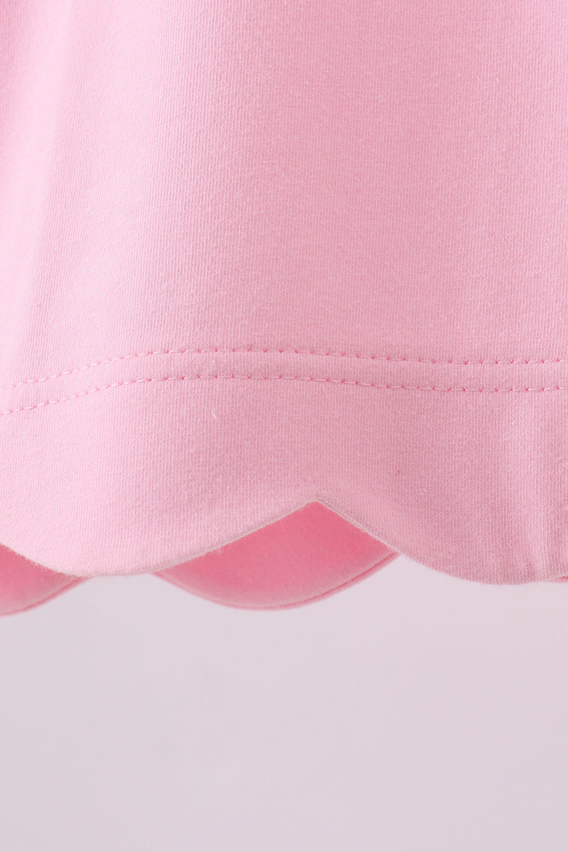 Girls’ Pink Flutter Sleeve Scalloped Top