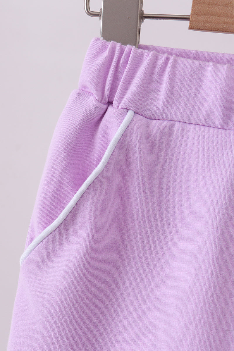 Girls Purple Scallop Hem Bow Skort
