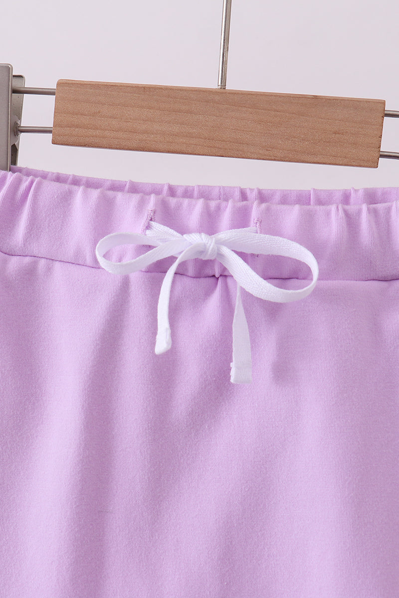 Girls Purple Scallop Hem Bow Skort