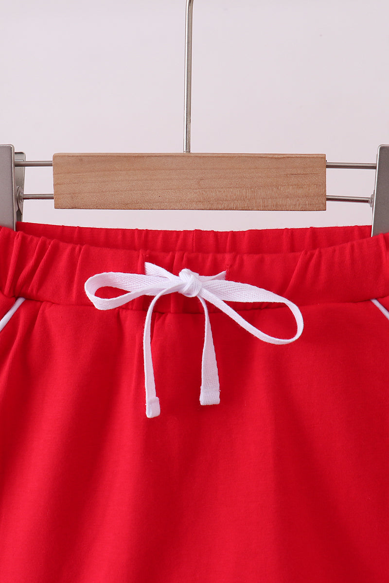 Girls’ Red Scallop Hem Bow Skort