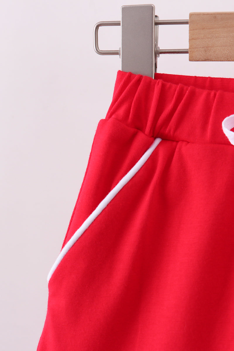 Girls’ Red Scallop Hem Bow Skort