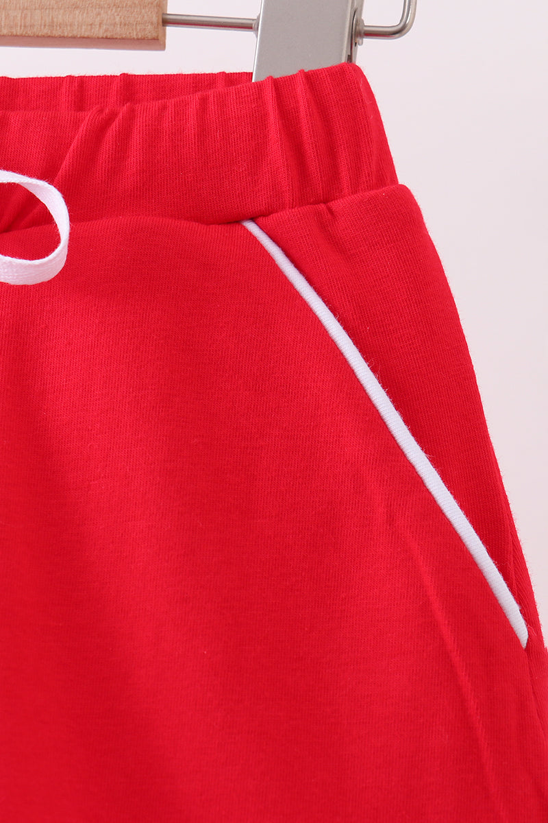 Girls’ Red Scallop Hem Bow Skort
