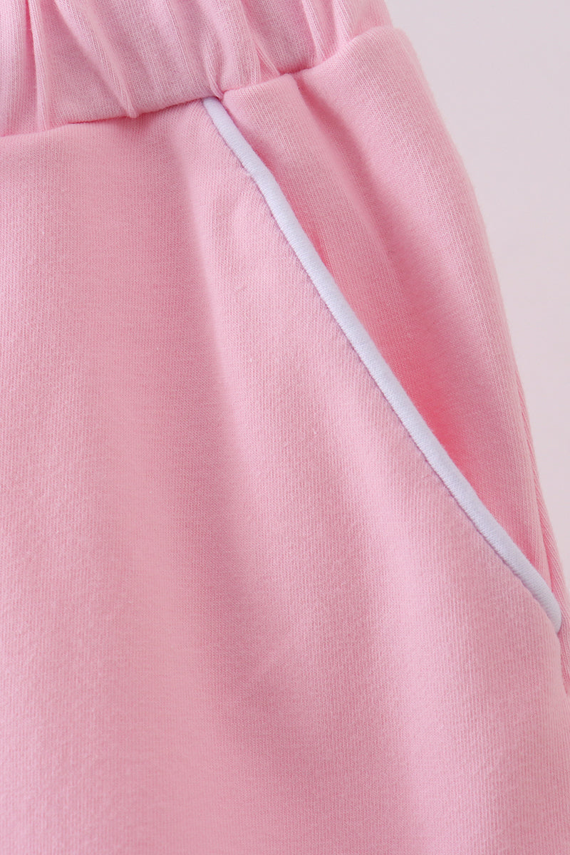 Girls Pink Scallop Hem Bow Skort