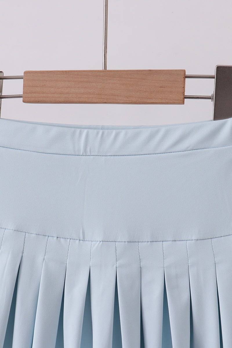 Girls Baby Blue Pleated Skort