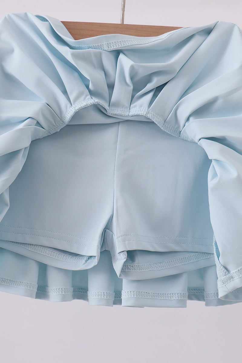 Girls Baby Blue Pleated Skort