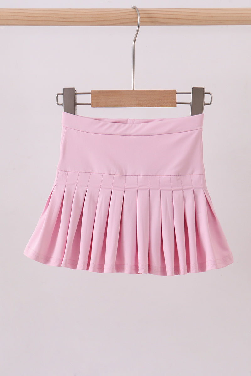 Girls Pink Pleated Skort
