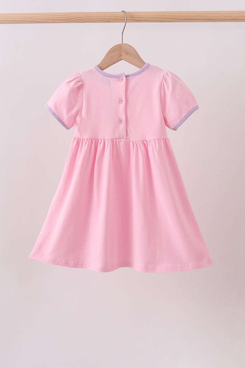Girls Pink Ghost Pumpkin Embroidery Dress