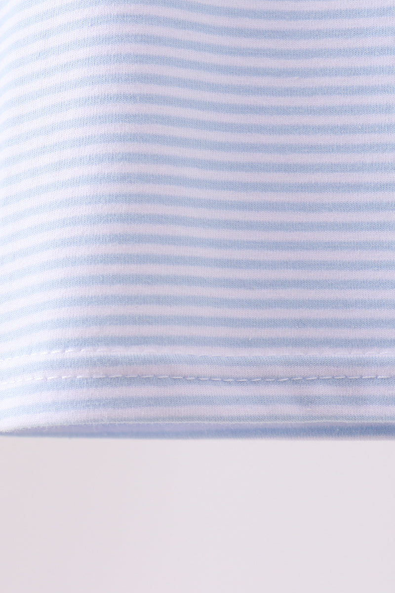 Blue Stripe Pumpkin Face Applique Top
