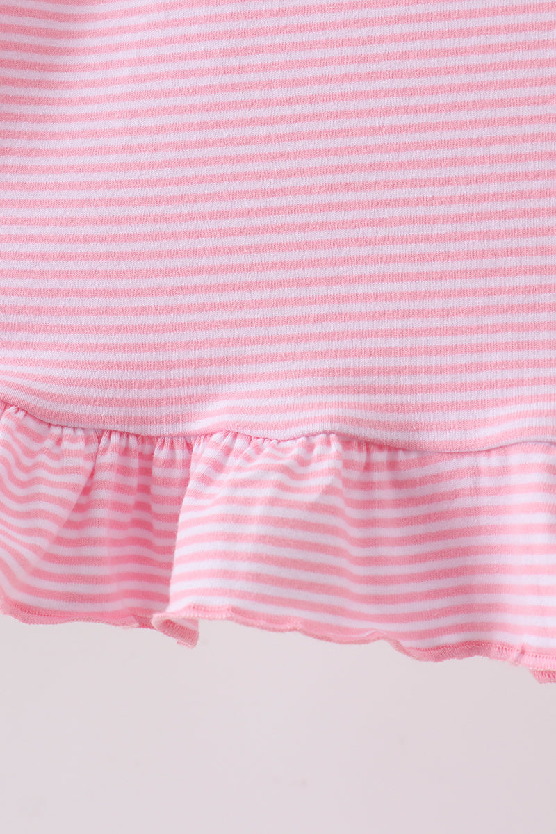 Pink Stripe Pumpkin Face Applique Dress