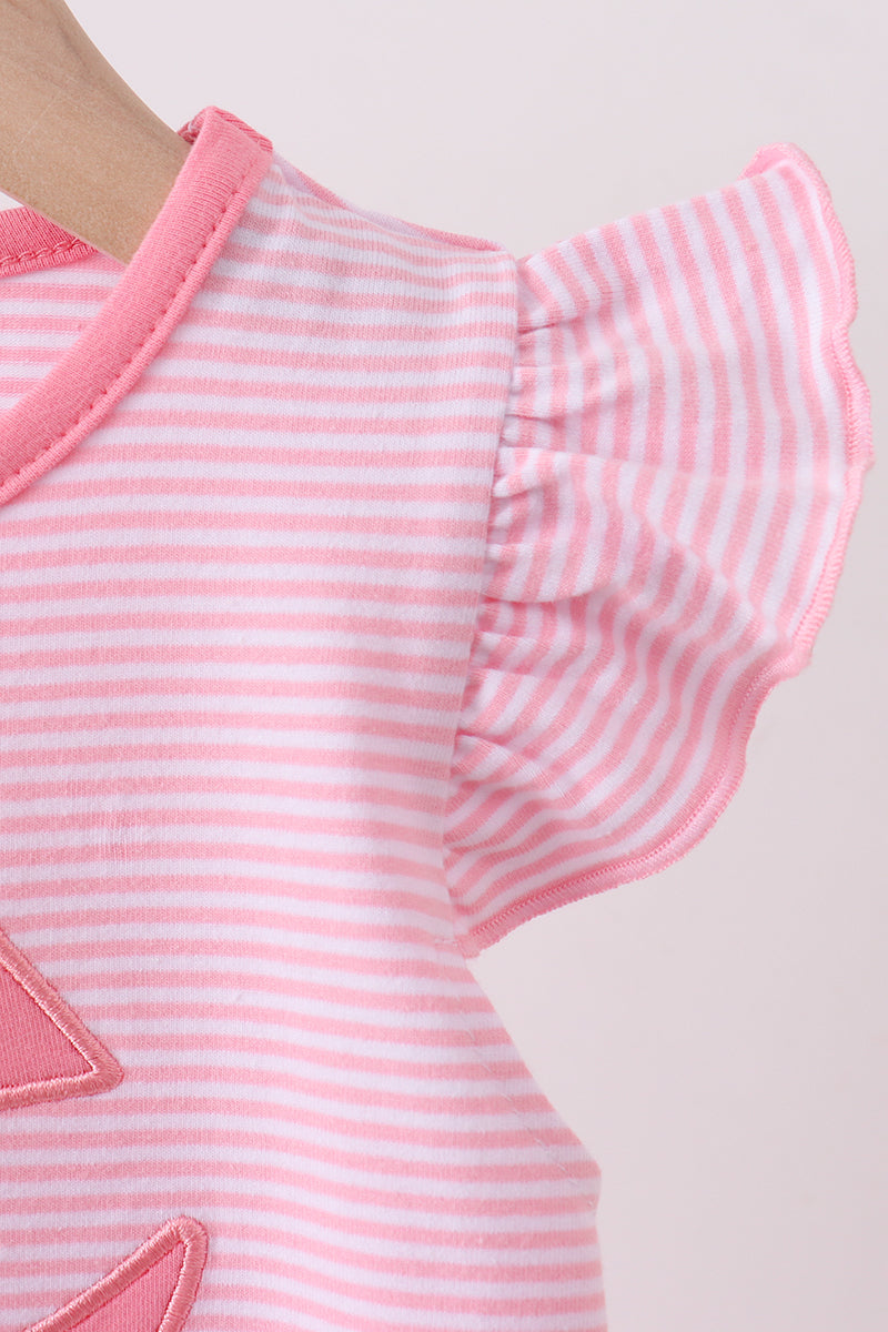Pink Stripe Pumpkin Face Applique Dress
