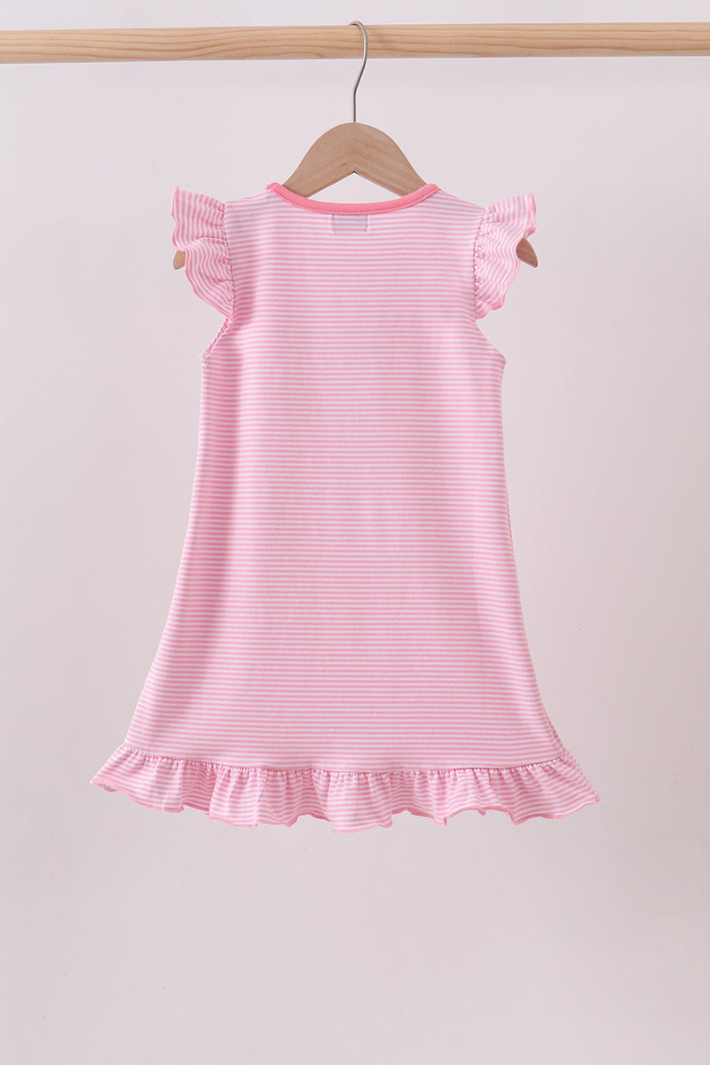 Pink Stripe Pumpkin Face Applique Dress