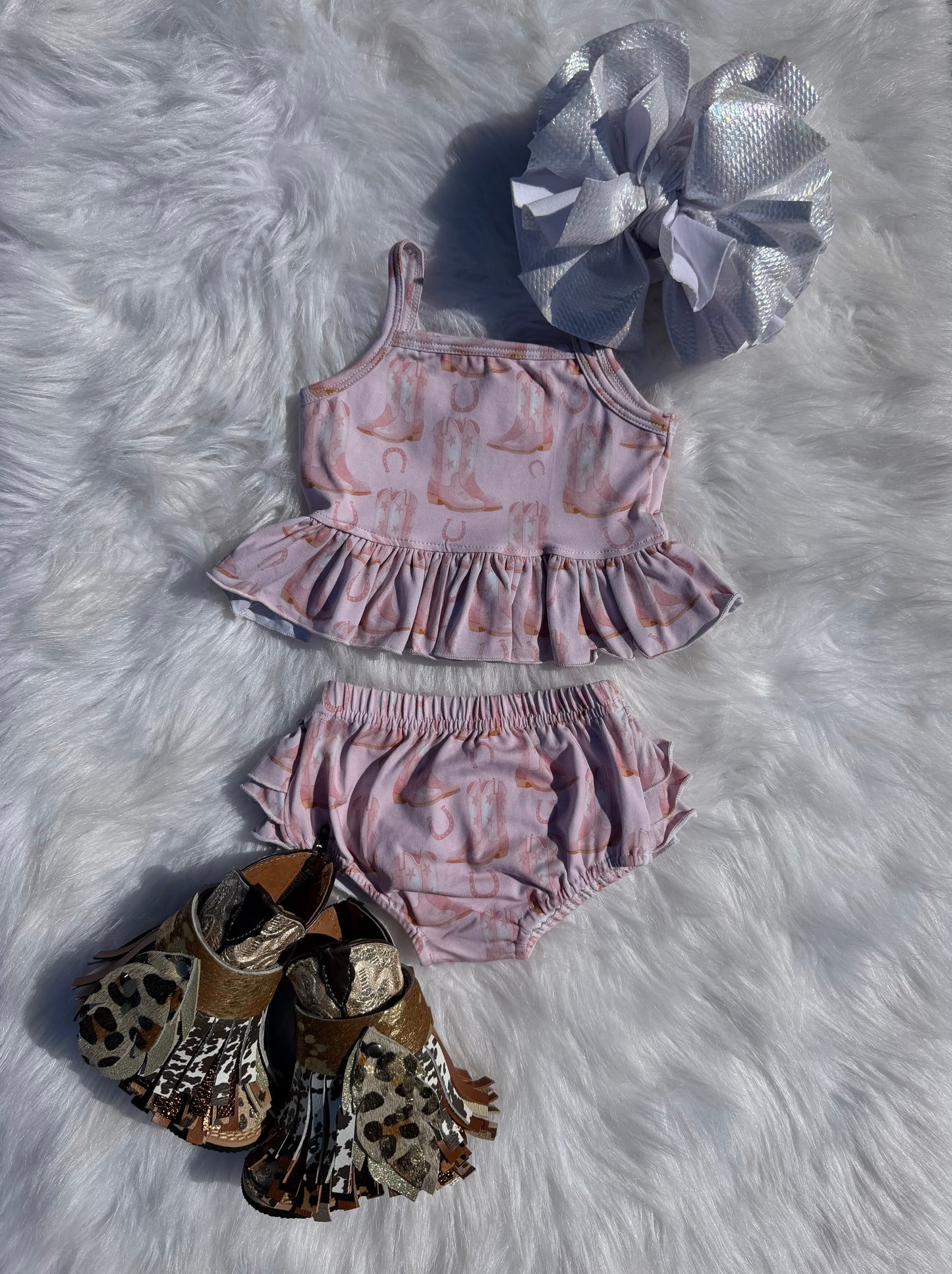 Baby Girl Pink Cowgirl Ruffle Set