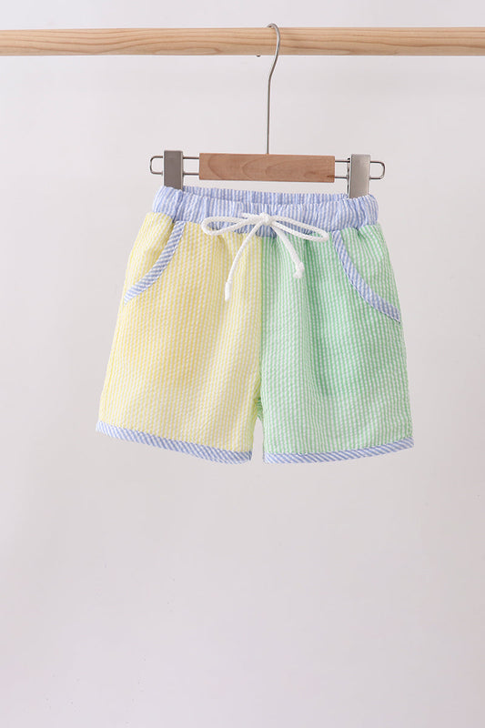 Yellow & Green Seersucker Shorts