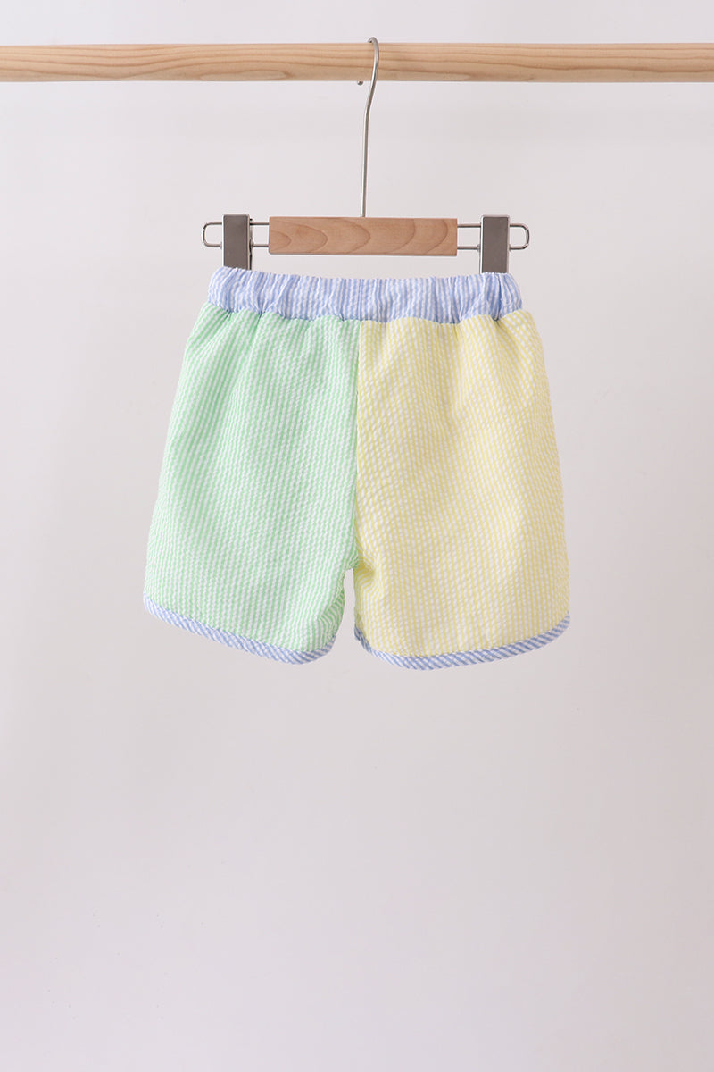 Yellow & Green Seersucker Shorts