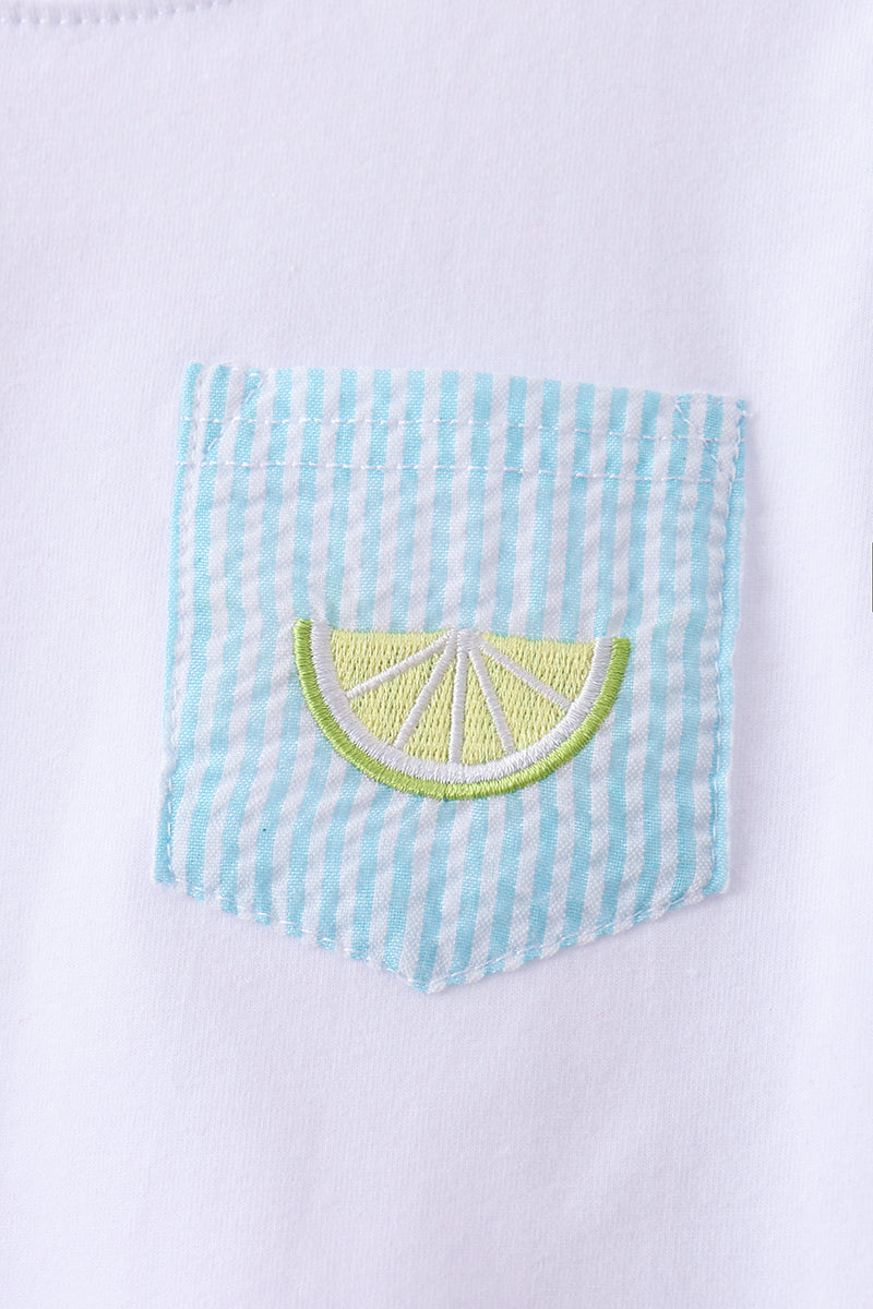 Boys Blue Lemon Embroidery Shorts Set