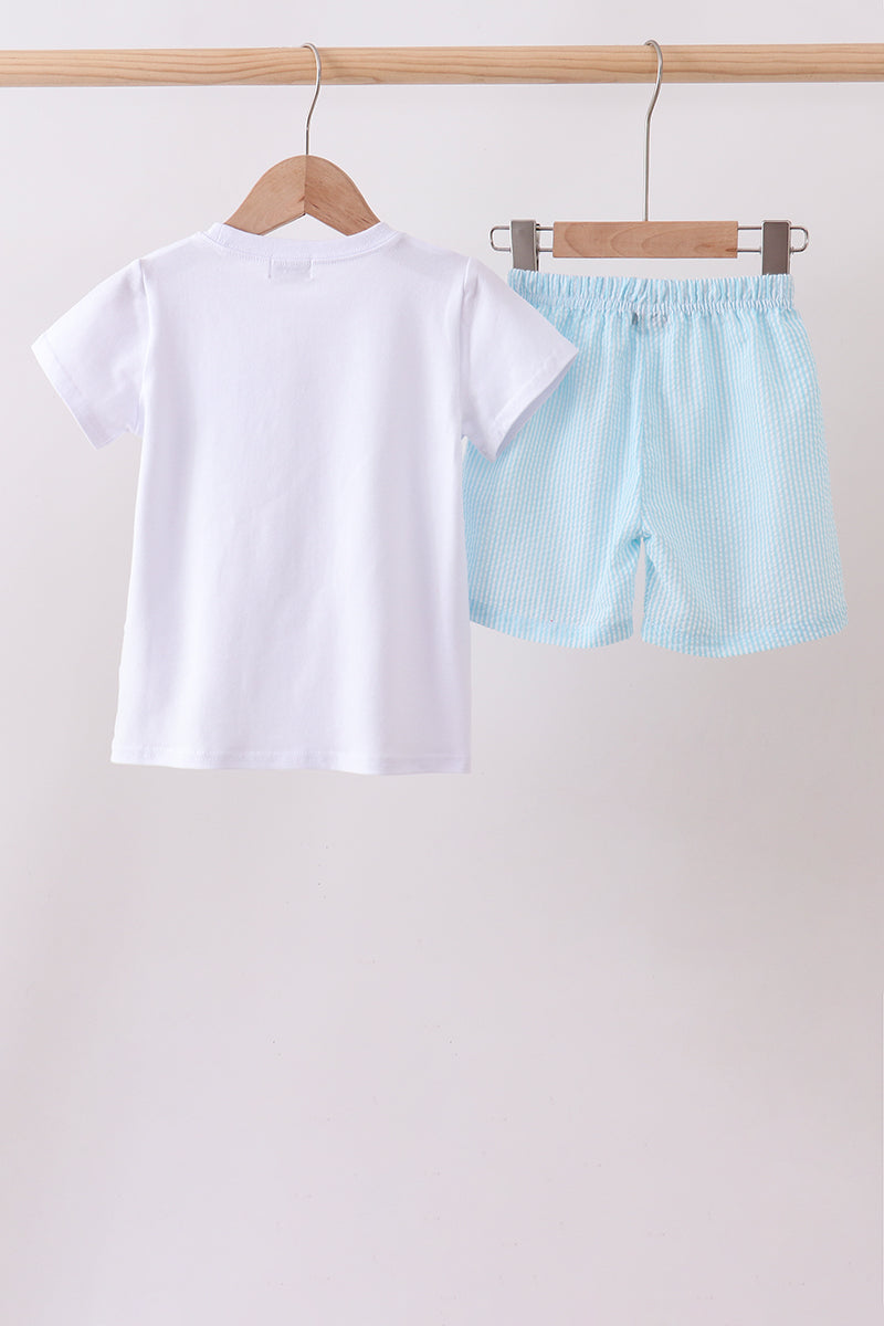 Boys Blue Lemon Embroidery Shorts Set