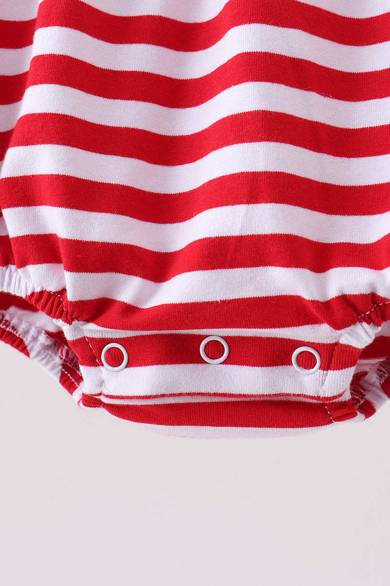 Baby Girls Red stripe flag fireworks embroidery ruffle bubble
