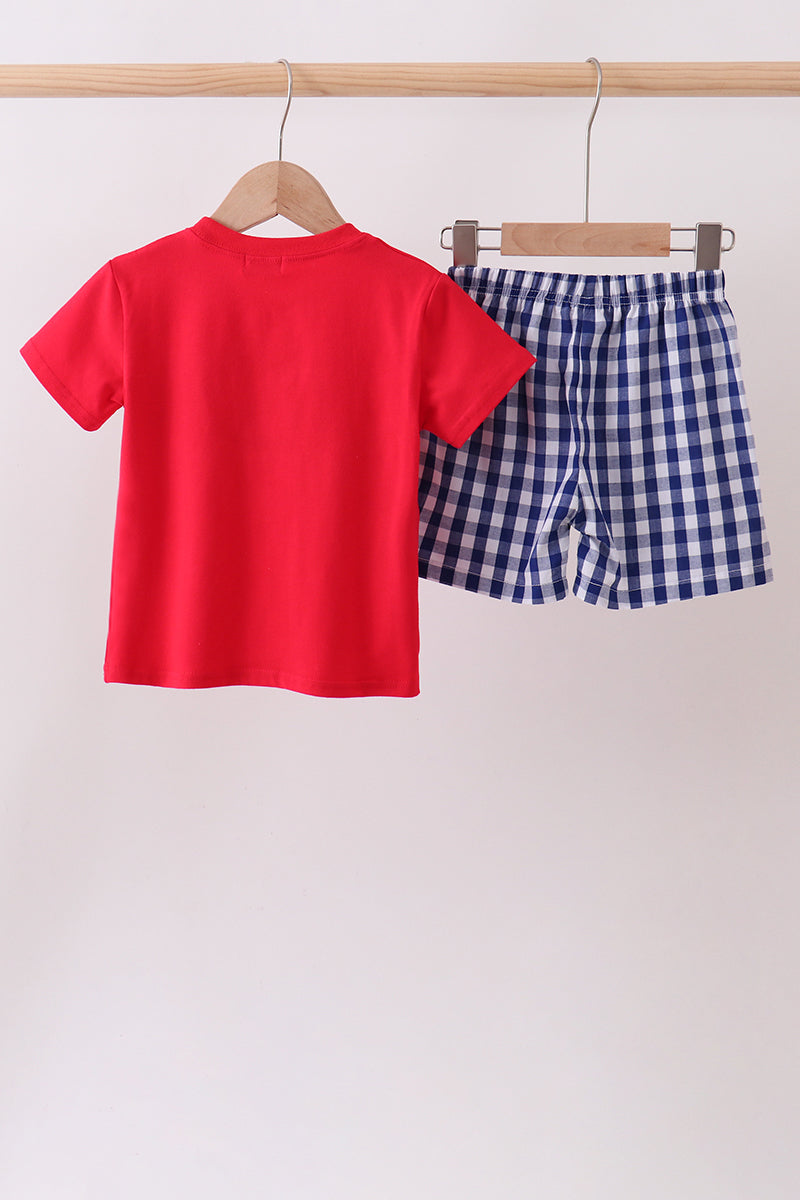 Toddler Boys Patriotic Embroidery Shorts Set