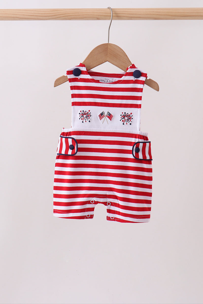 Red Stripe Flag Fireworks Embroidery Jonjon