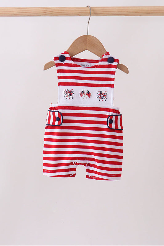 Red Stripe Flag Fireworks Embroidery Jonjon