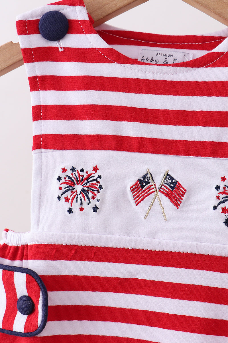 Red Stripe Flag Fireworks Embroidery Jonjon