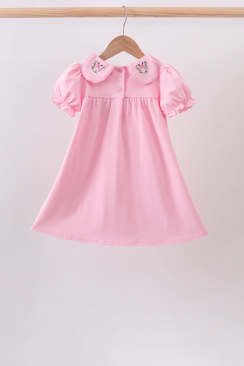 Girls Pink Floral Embroidery Dress