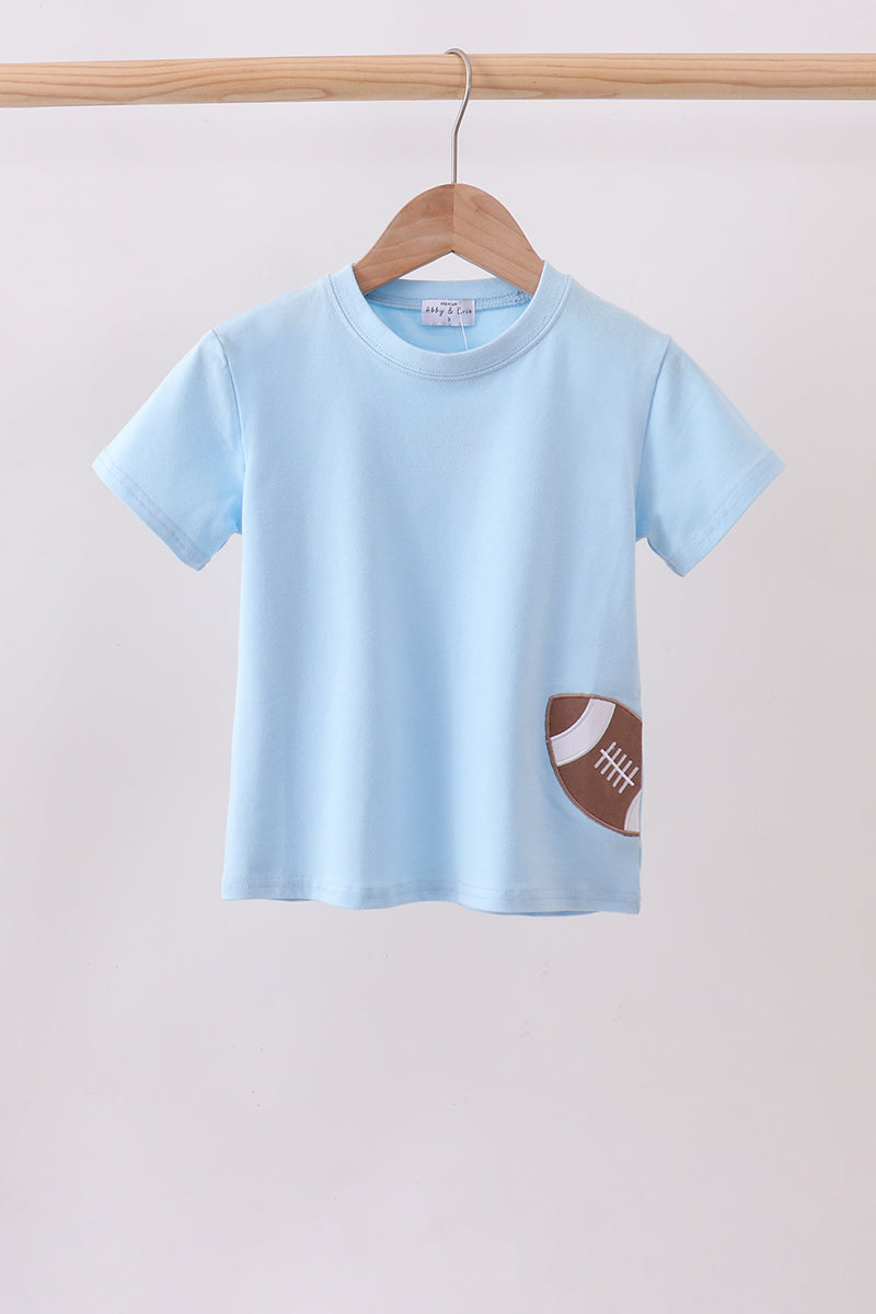 Boys Blue Football Applique Top