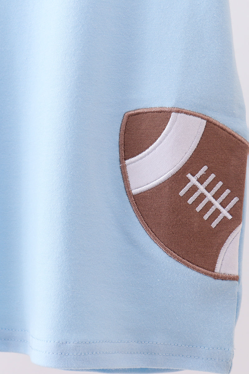 Boys Blue Football Applique Top