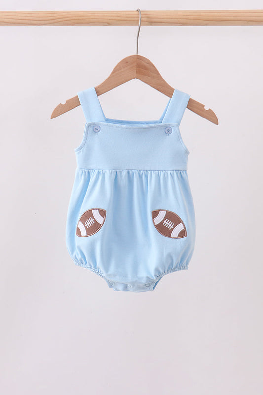 Baby Boy Blue Football Applique Bubble