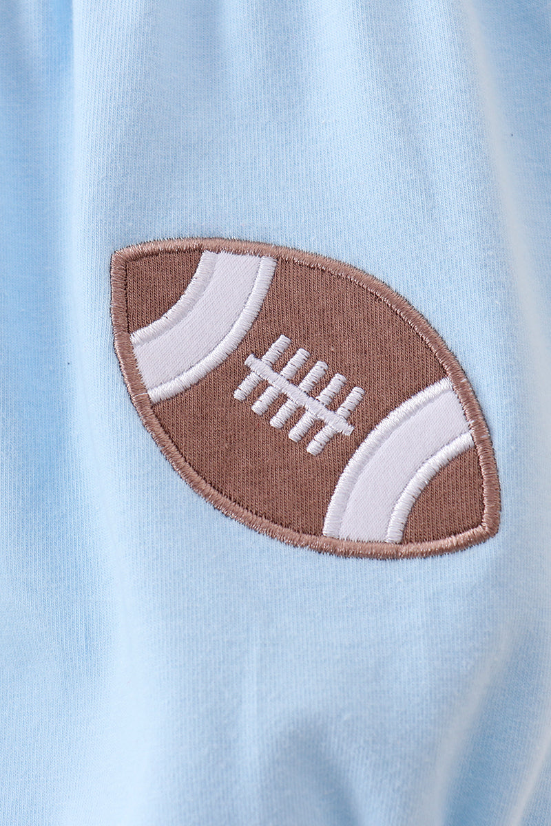 Baby Boy Blue Football Applique Bubble