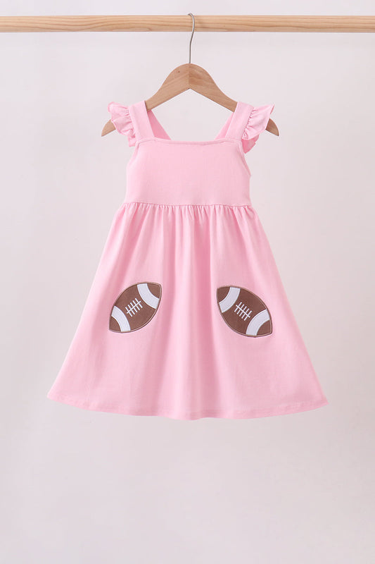 Girls Pink Football Applique Dress