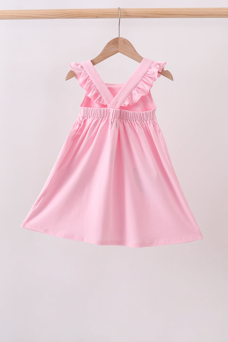 Girls Pink Football Applique Dress
