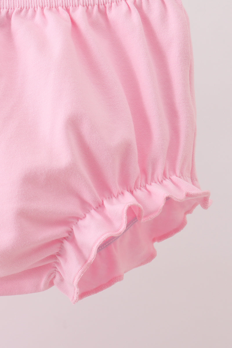 Baby Girl Pink Football Applique Bloomer Set