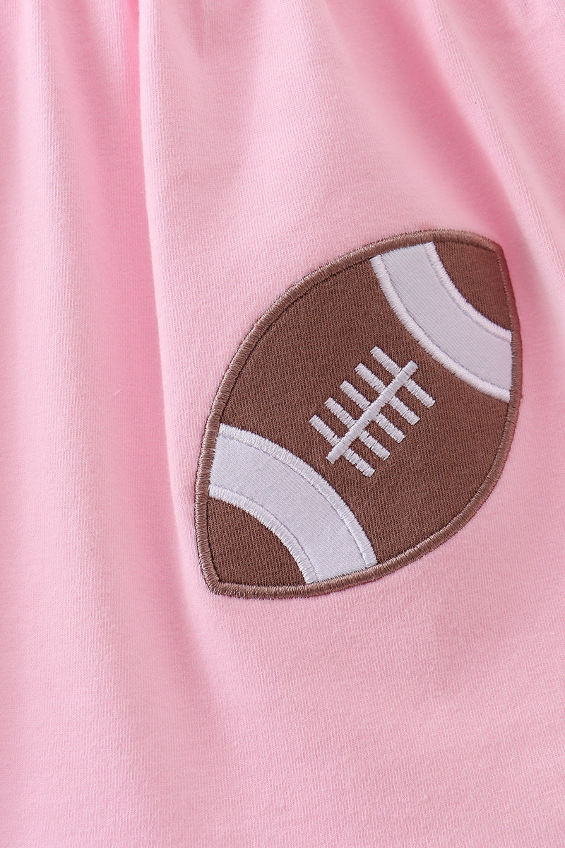 Baby Girl Pink Football Applique Bloomer Set