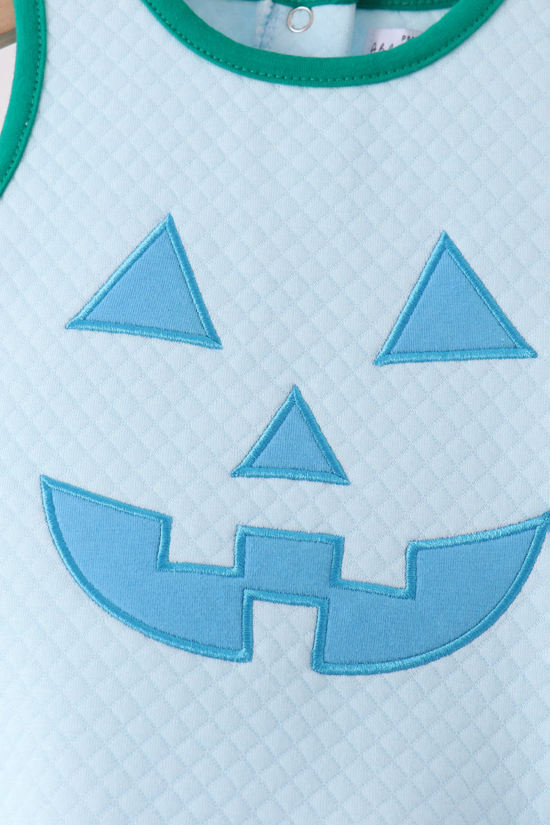 Blue Jack-O-Lantern Applique Bubble